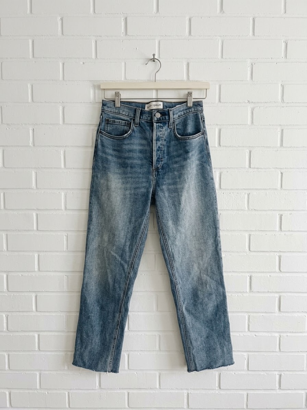 Aritzia Denim Forum High Rise Straight Leg Raw Hem Jeans Size 27